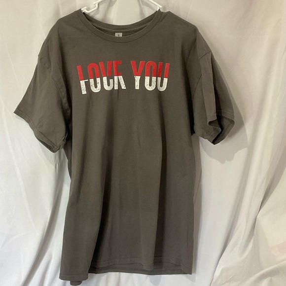 Gildan Unisex Gray T-shirt Size XL Love You/F*ck You Gray - Picture 2 of 7